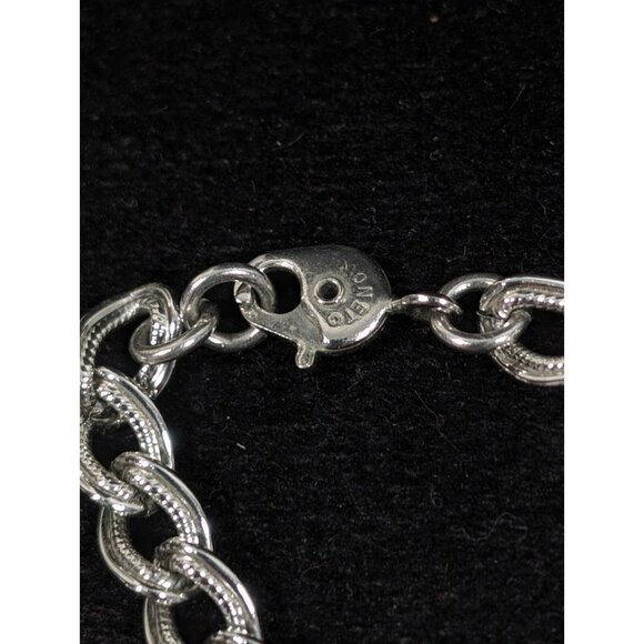 Vintage Monet Silver Tone Textured Curb Chain Link Long Opera Necklace 54 inches - Picture 10 of 12
